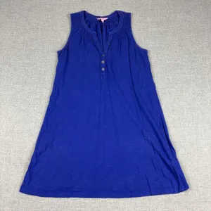 Lilly Pulitzer Tank Dress Womens Small Blue Henley Jersey Shift Casual Summer thumbnail 1