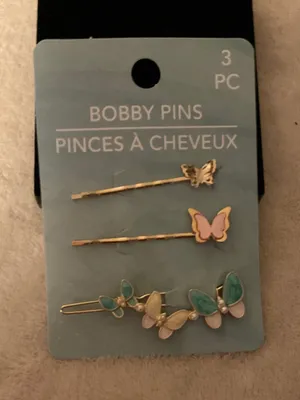 Gold Butterfly Bobby Pin Set with Pink & Teal Accents thumbnail 1