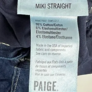 PAIGE Miki Straight Jeans In Merrick released Raw Hem Size 27 Dark Wash thumbnail 4