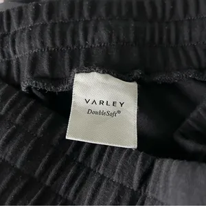Varley DoubleSoft Knit Wide Leg 30" Track Sweat Pleated Pants Black Medium thumbnail 4