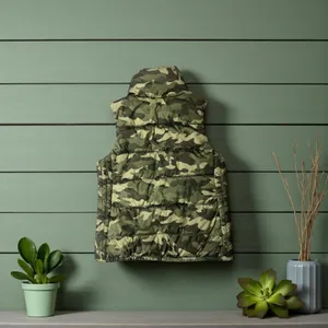 Old Navy Womens Puffer Vest Camo Green Zip Up Stand‎ Collar Size M thumbnail 5