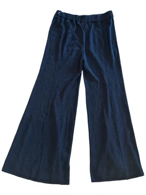 Free People knit wide-leg pants with a high-rise waist, Black, Size Large, NWOT thumbnail 1