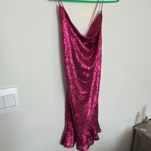 Lena Hot Pink Sequin Mini Dress with Lace up Back - Size Large thumbnail 5