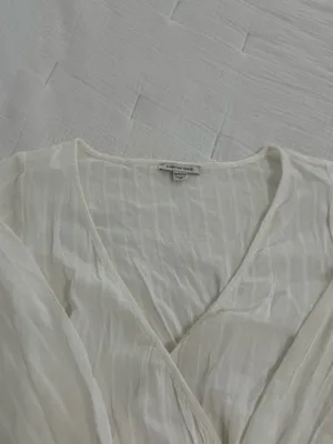 American Eagle Outfitters Cream Wrap Blouse thumbnail 3