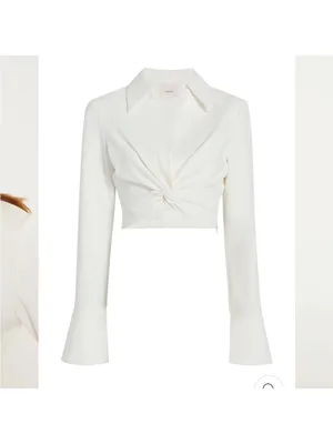 Cinq a Sept Cropped McKenna Twist Front Top Size XS in Ivory thumbnail 2