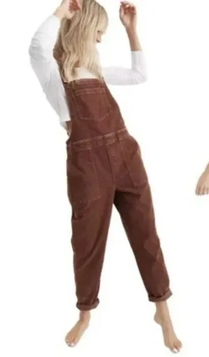 Aerie Werk and Play Brown Corduroy Overalls Bib Overalls Small S Raw Fray Hem thumbnail 1