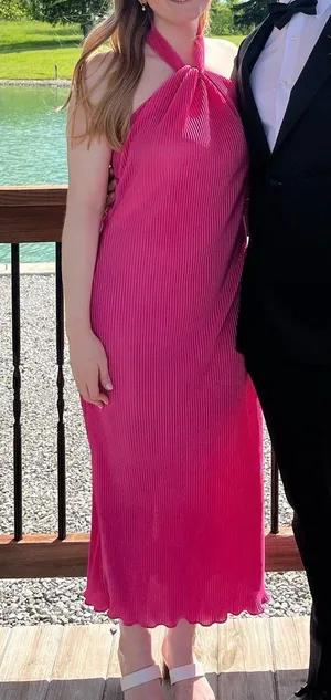 Midi Pink Satin Dress Size M thumbnail 1