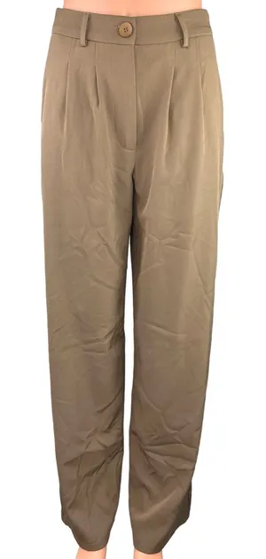 Princess Polly Women's Brown High Rise Front Pleated Wide Leg Dress Pants Size 4 thumbnail 1
