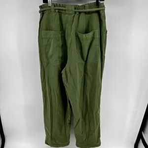 Free People Lights Down Rolled Tapered Leg Pants Relaxed Fit Belted Green Large thumbnail 7