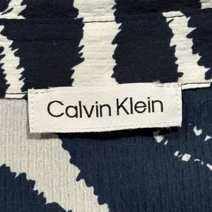 NEW Calvin Klein Top Zebra Y2K Animal Safari Coquette Button Up Blue White Large thumbnail 3