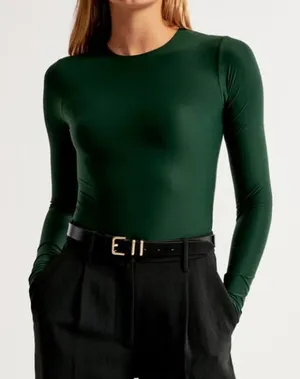 Abercrombie & Fitch Long Sleeve Bodysuit Dark Green XS thumbnail 1