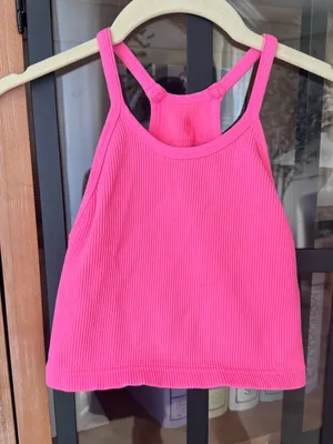 FP Movement Happiness Runs Hot Pink Crop Racerback Ribbed Tank neon XS/S top thumbnail 2