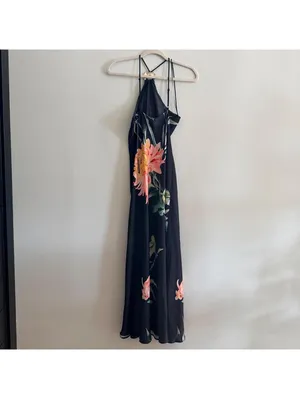 Anthropologie Halter Slip Floral Midi Dress thumbnail 6