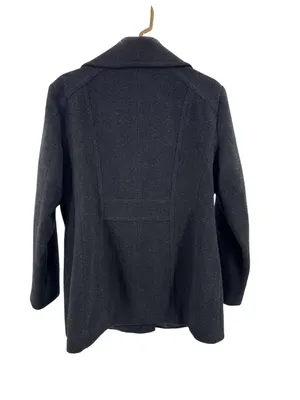 London Fog Women's Dark Charcoal Pea Coat L wool blend winter outdoors neutral thumbnail 2