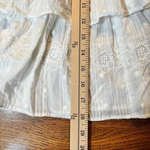 J Crew Tiered Smocked Mini Skirt‎ Large White Floral Boho European thumbnail 10
