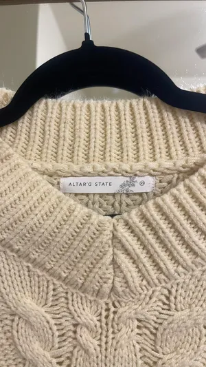 Altar'd State Cream Top Crop Knit Sleeveless thumbnail 2