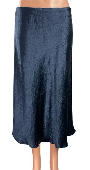Aritzia Babaton Blue Silk Satin High Waist Flare Straight Full Midi Skirt Sz 12 thumbnail 1