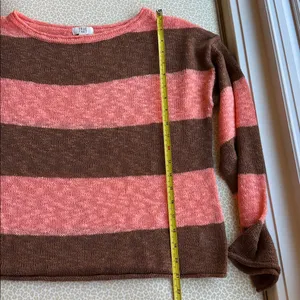 True Craft Brown & Orange Wide Striped Wide Bell Sleeve Cropped Sweater size M thumbnail 8