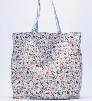 ZARA Reversible Floral Print Tote Bag thumbnail 1
