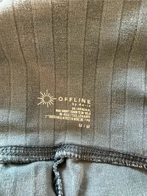 OFFLINE by Aerie OG Original Ribbed High Rise Bike Shorts Gray Medium thumbnail 3