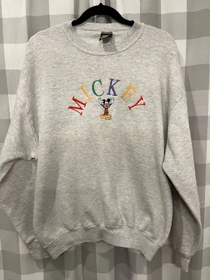 Disney Light Gray Crewneck with Mickey Mouse and Colorful Letters thumbnail 1