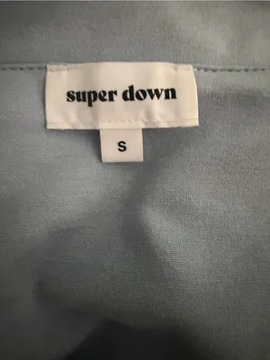 Superdown x Revolve V Neck Off Shoulder Sweetheart Slit Blue Mini Dress Small thumbnail 6