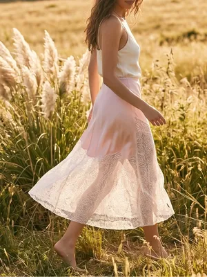 Free People Intimately Pink Lace Satin Midi Skirt Slip NWT Medium thumbnail 3