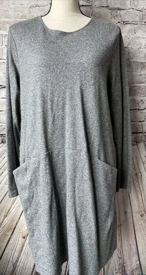 Pure Jill Gray‎ Long Sleeve Women’s Dress Pockets Cotton Size M thumbnail 1