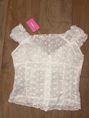 brand new edikted button up ruffle top xs with tags thumbnail 5