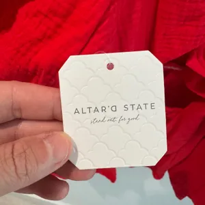 Altar'd‎ State Red Cotton Gauze Puff Sleeve Peplum Tie Back Top XXL NWT thumbnail 3