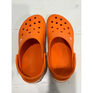 Crocs Classic Clog Bright Orange White Stripe Size 6 M‎ 8 W thumbnail 4