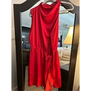 NEW Satin Elegant Sleeveless Mock Neck Cocktail Mini Dress XL thumbnail 5