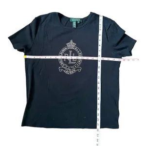 Lauren Ralph Lauren Womens Size Medium Black Bling Rhinestone Crest Logo thumbnail 3