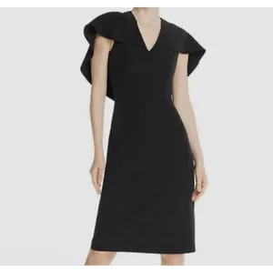 NWT Nanette Lepore Black Tulip Sleeve V-Neck A-Line Dress Size‎ 12 thumbnail 2