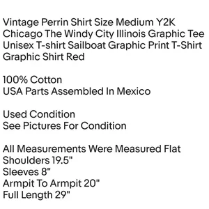 Perrin Pro Weight Vintage Shirt Size Medium Y2K Chicago The Windy City Illinois Graphic Tee Unisex T-shirt thumbnail 2
