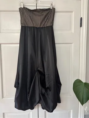 Japanese Weekend San Francisco Maternity‎ Black Strapless Satin Dress Size Small thumbnail 2