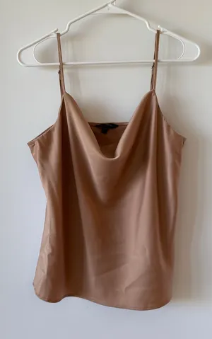 Banana Republic Satin Cowl Neck Cami Tank Top Tan/Gold thumbnail 1