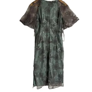 JS Collections Remy Sage Embroidered Flutter Sleeve Sheath Cocktail Midi Dress 6 thumbnail 12