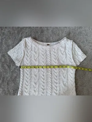 Free People Baby Cable Tee in Ivory Off White Size Small Cotton Blend Boho thumbnail 6