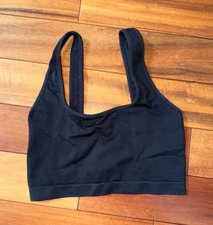 aerie Black Seamless Ribbed Bralette thumbnail 1