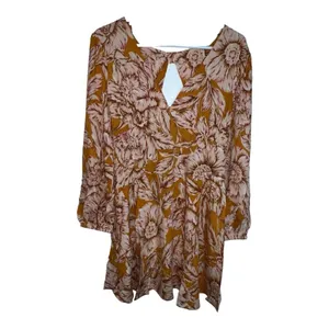 B.O.G Band of the‎ Free Long Sleeve Mini Dress Gold Blush Pink Floral Medium New thumbnail 3