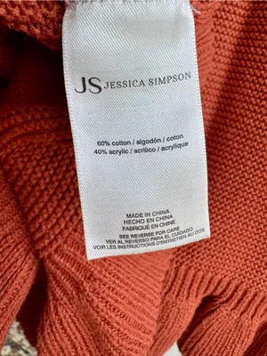 Jessica Simpson Cable Knit Ruffle Cropped Sweater Tank Rust Small S thumbnail 7
