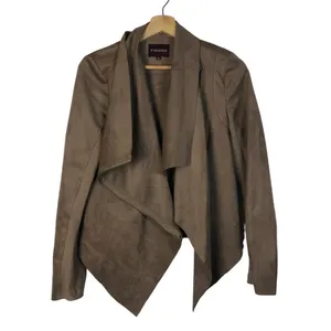 Vigoss‎ Brown Faux Leather Suede Drape Front Moto Jacket S thumbnail 2