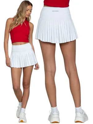 Gold Hinge Off-White Pleated Tennis Skirt Skort Women Medium White Active Tennis thumbnail 2