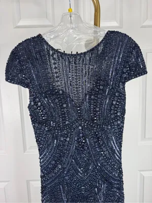 Sherri Hill 51426 Size 4 NWT Navy Beaded Mermaid Evening Gown Formal Prom Dress thumbnail 3