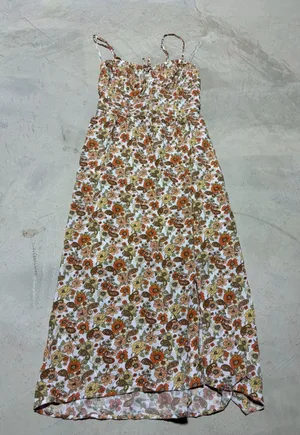 Hollister Floral Smocked Sundress in White and Orange small thumbnail 1