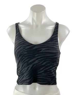 Lululemon Women's Black Zebra Sleeveless Tank Workout Athletic Crop Top Size 6 thumbnail 1