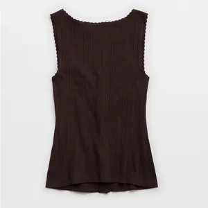 Aerie Dark Brown Chocolate Brown Stretchy Ribbed Tank Top Small thumbnail 3