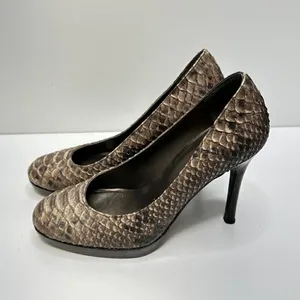 Stuart Weitzman for Scoop NYC Snakeskin Platform Pumps‎ Brown Python Heels 6M thumbnail 2