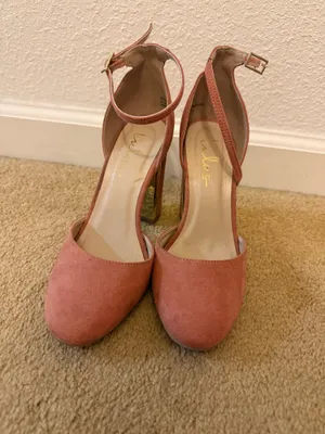 Lulus Mauve Suede Heels with Gold Accents thumbnail 3
